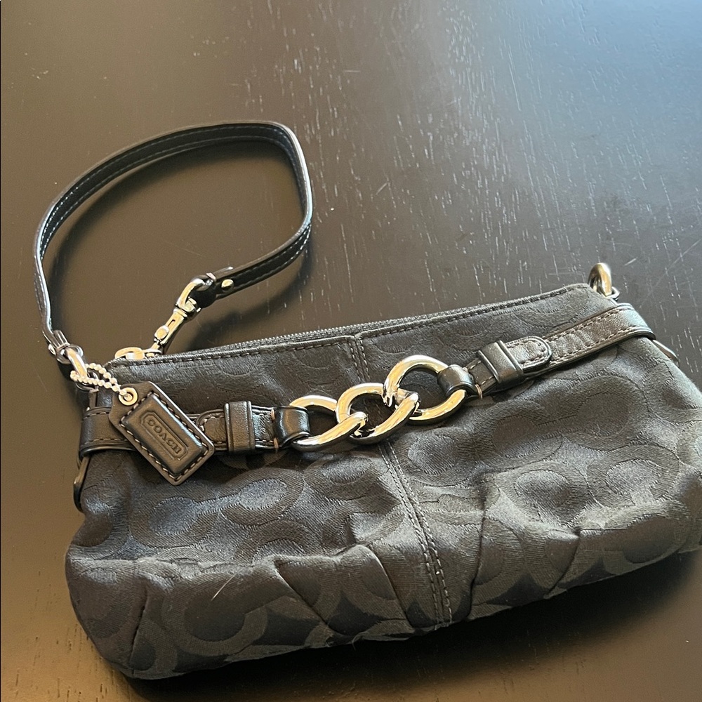 Coach Black Signature Wristlet